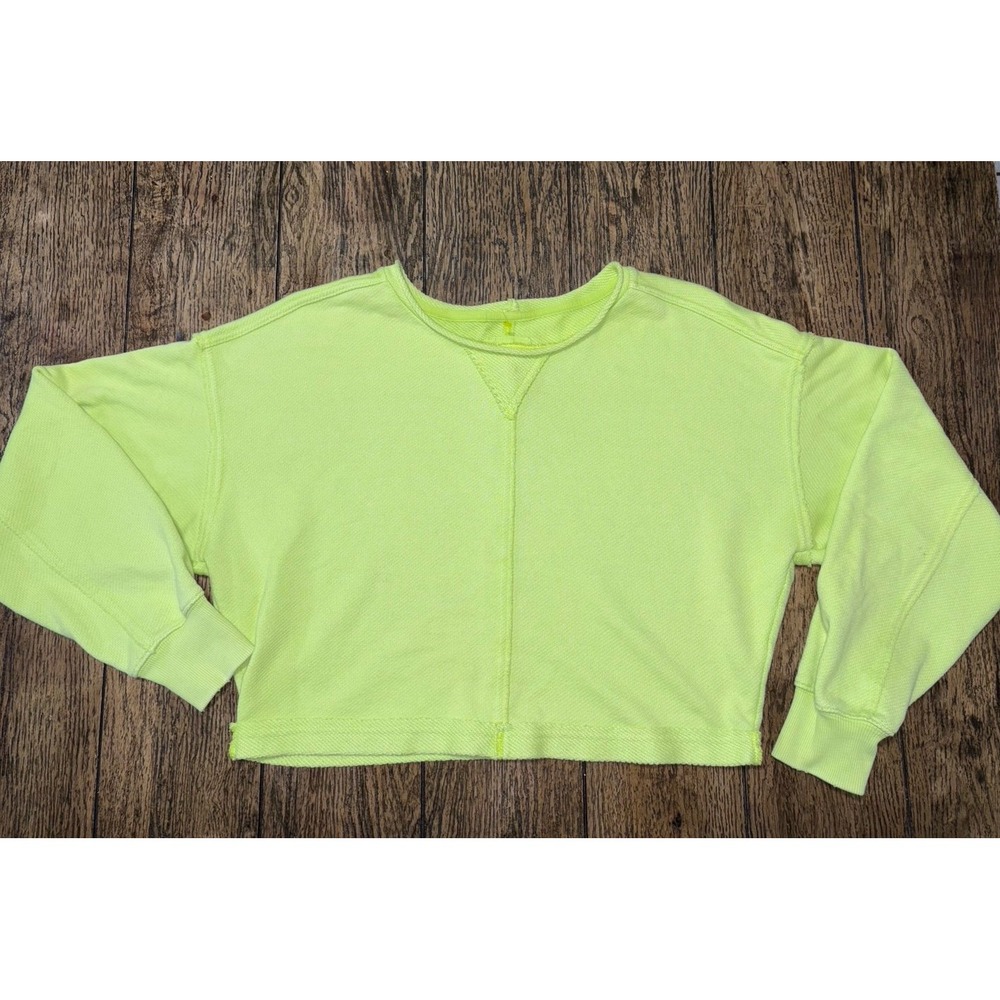 Aerie Beach Party Cropped Neon Lime Green Sweatshirt Crop Sweatshirt XS
